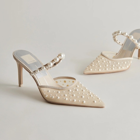 Dolce Vita Shoes - New Dolce Vita Katik pearl heels ivory mesh bridal mule wedding heels shoes